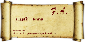 Filyó Anna névjegykártya